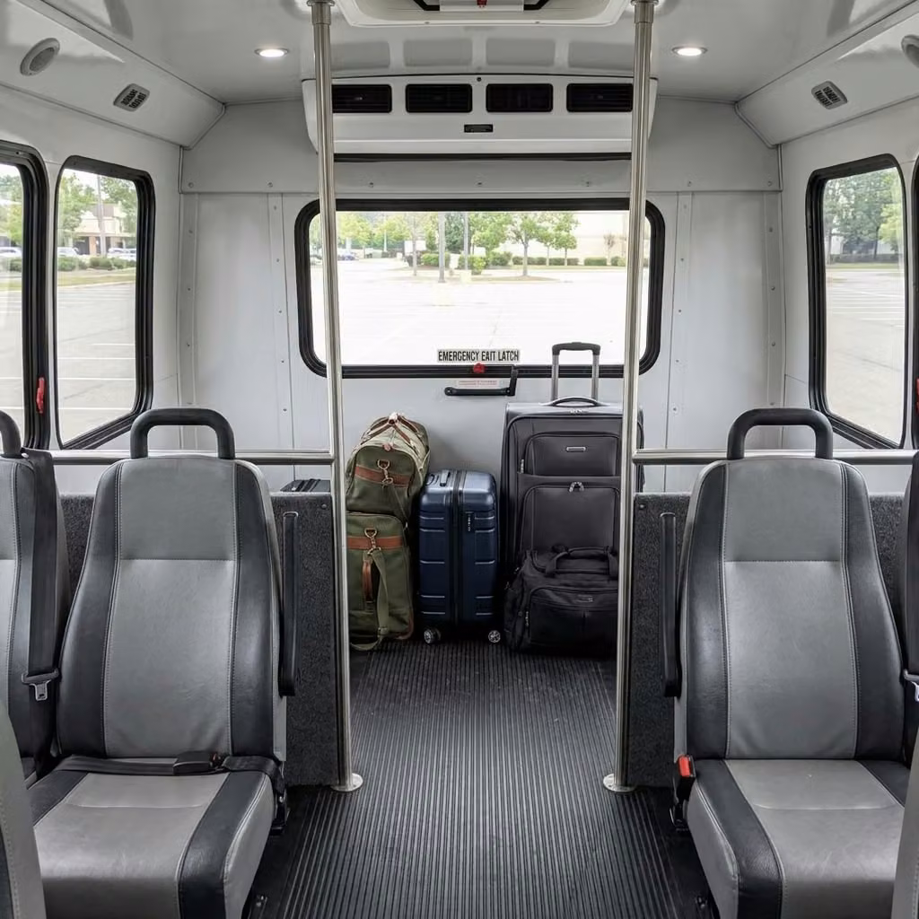 pine bluff 35 passenger minibus luggage area