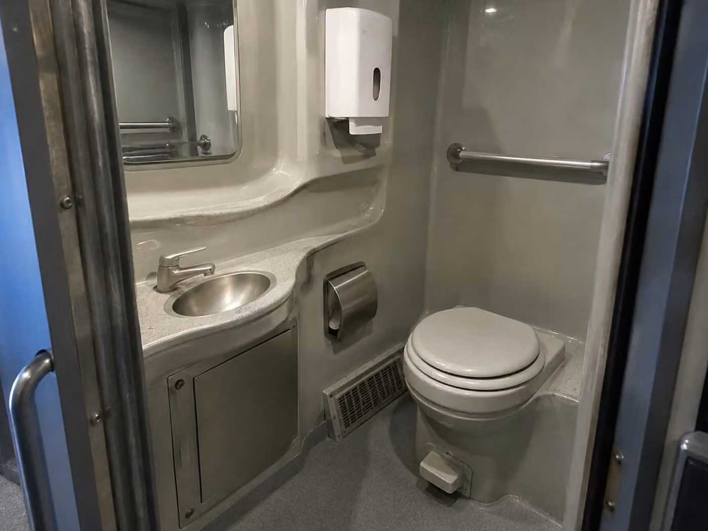 pine bluff 56 passenger charter bus onboard restroom