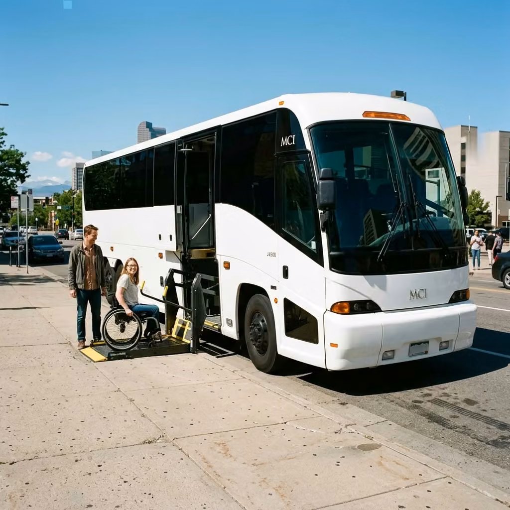 pine bluff 56 passenger charter bus wheelchair lift