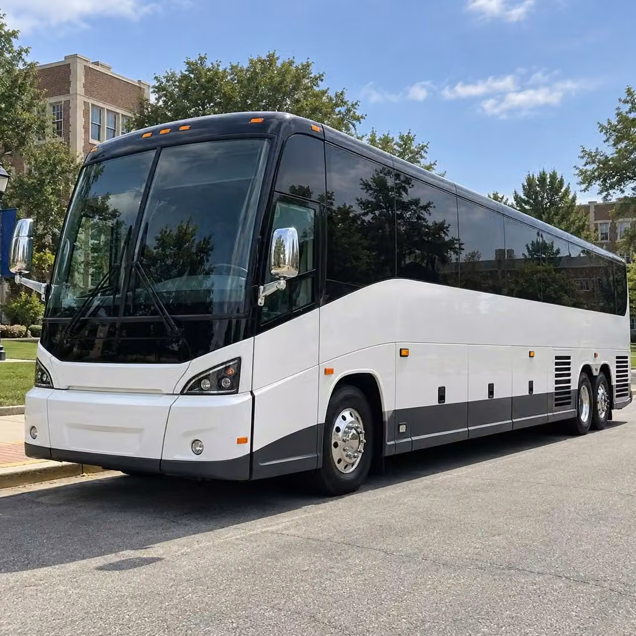 pine bluff 56 passenger sports charter buses with undercarriage gear storage