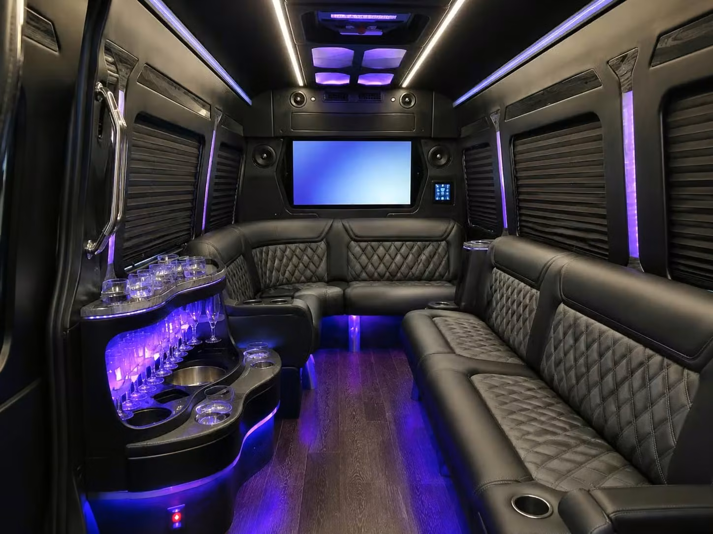 pine bluff prom party buses with led lighting bluetooth sound and leather seating